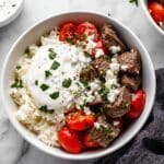 Mediterranean Steak Bites with Yogurt Sauce Recipe