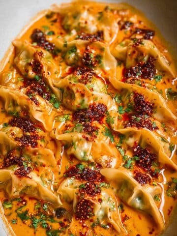 One Pan Baked Dumplings with Coconut Curry Sauce Recipe
