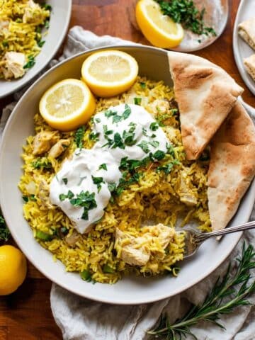 Dump-and-Bake Chicken Tzatziki and Rice Recipe