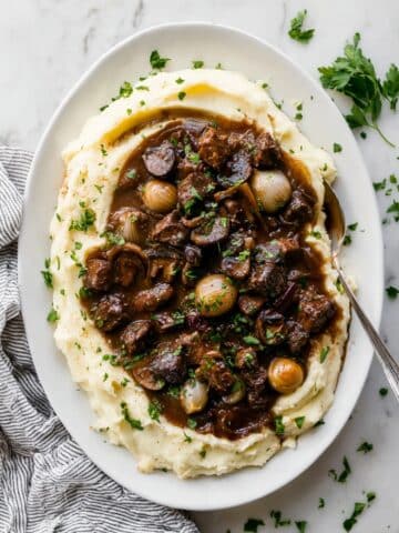 Crockpot and Instant Pot Beef Tips with Pearl Onions and Mushrooms Recipe