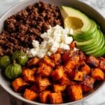 Sweet Potato Beef Bowl with Hot Honey and Cottage Cheese Recipe