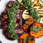 Grilled Steak with Butternut Squash, Zucchini, and Chimichurri Sauce Recipe
