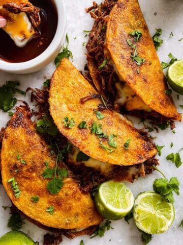 Crispy Cheesy Birria Tacos with Rich Braised Beef and Dipping Consommé Recipe
