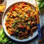 Crispy Garlic Chicken Drunken Noodles Recipe
