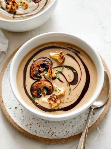 Creamy Roasted Cauliflower and Mushroom Soup - Dairy Free Recipe