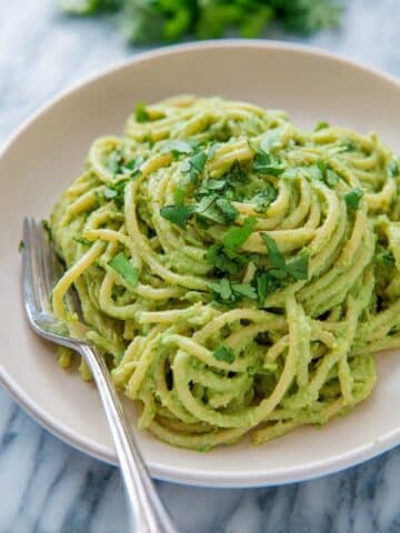 Green Spaghetti with Roasted Poblano and Cilantro Sauce Recipe