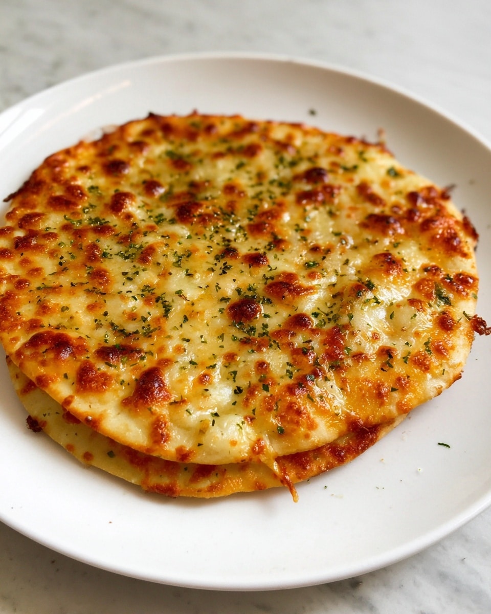 The image shows a close-up of three slices of cheese pizza on a white plate, which rests on a white marbled surface. The pizza slices have a thin crust with a golden-brown color around the edges. The cheese layer is bubbly and melted, with patches of golden-orange spots indicating slight browning from baking. The cheese looks smooth and stretchy, with small bits of herbs and seasoning sprinkled on top, adding texture and color variation. The slice in clear focus is centered, while the other two slices are slightly blurred in the foreground and background. The lighting highlights the rich colors and textures of the cheese and crust, creating an appetizing view. photo taken with an iphone --ar 4:5 --v 7