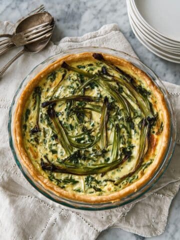 Spinach Artichoke Quiche with Grilled Spring Onions Recipe