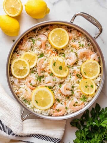 One Pot Lemon Garlic Shrimp and Rice Recipe