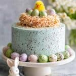 Easter Cake with Coconut Nest and Speckled Chocolate Details Recipe