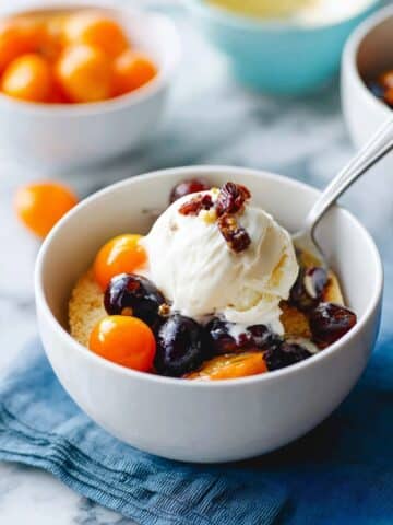 Pouding Chomeur with Date Syrup and Chopped Fruits Recipe