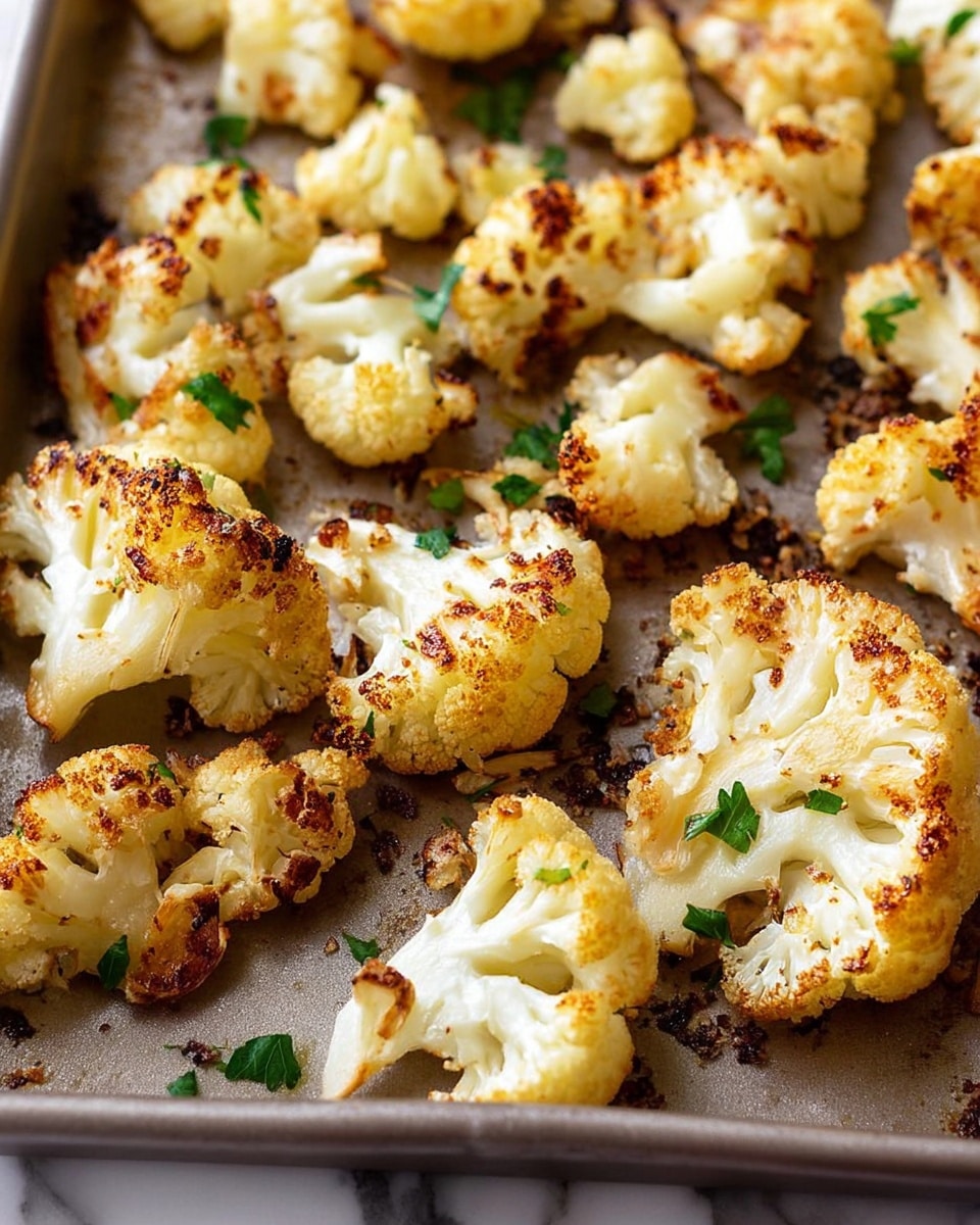 A close-up view of a black bowl filled with roasted cauliflower florets that have golden brown edges and light yellow centers, sprinkled with small green parsley leaves. A shiny silver spoon is partially inserted into the bowl from the upper right side. The bowl rests on a textured dark brown cloth and the background shows a white marbled surface. The cauliflower pieces vary in size and are slightly charred, creating a mix of creamy white, brown, and green colors. photo taken with an iphone --ar 4:5 --v 7