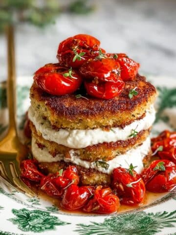 Eggplant Napoleons with Roasted Cherry Tomatoes and Ricotta Recipe