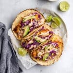 Cod Fish Tacos with Spicy Cabbage Slaw and Lime Sauce Recipe