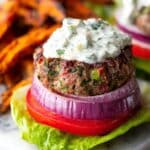 Greek Lamb Burger with Tzatziki and Fresh Herbs Recipe