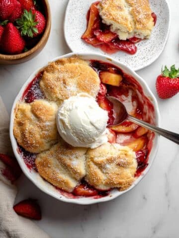 Gluten Free Peach & Strawberry Cobbler Recipe