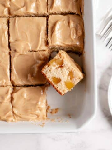Peach Cake with Caramel Icing Recipe