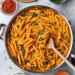 Creamy Red Lentil Pasta Sauce with Goat Cheese and Spinach Recipe