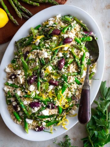 Asparagus Couscous Salad with Lemon, Feta, and Herbs Recipe