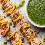 Grilled Salmon Skewers with Lemon and Basil Vinaigrette Recipe