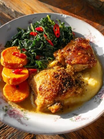 Spicy Maple Glazed Chicken with Cheddar Polenta Recipe