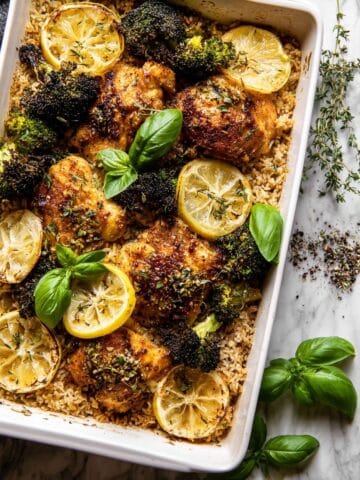One Pan Lemon Pepper Yogurt Chicken and Rice Recipe