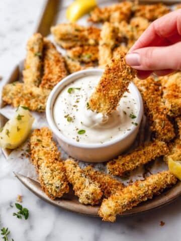 Crispy Baked Keto Zucchini Fries with Lemon Aioli Recipe