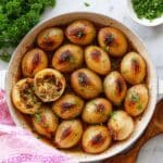 Stuffed Onions with Ground Beef, Rice, and Pomegranate Molasses Recipe