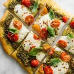 Pesto Pizza with Fresh Mozzarella and Cherry Tomatoes Recipe