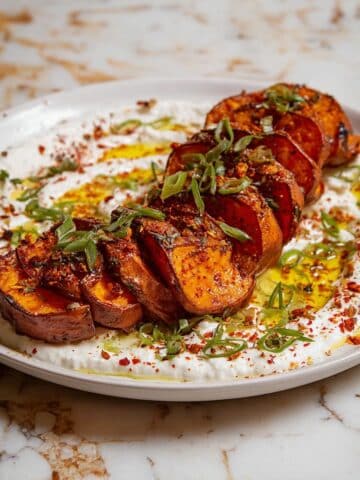 Middle Eastern Caramelized Sweet Potato Slices with Date Syrup and Cream Cheese Dip Recipe