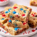 Red, White, and Blue M&M's Cookie Bars Recipe