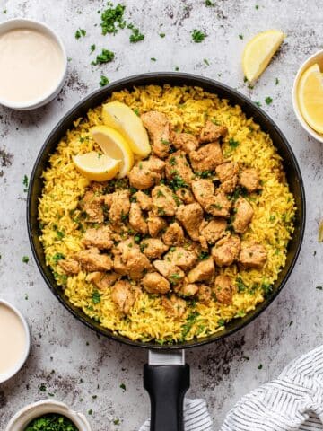 Chicken Shawarma Rice with Creamy White Sauce Recipe