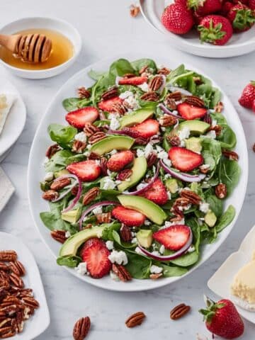 Goat Cheese Salad with Strawberries, Avocado, and Honey Pecans Recipe