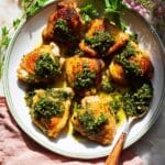 Crispy Chicken Thighs with Charred Green Onion Chimichurri Recipe