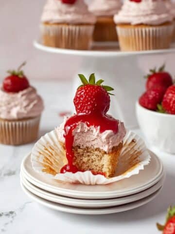 Strawberry Cupcakes with Strawberry Buttercream and Coulis Recipe