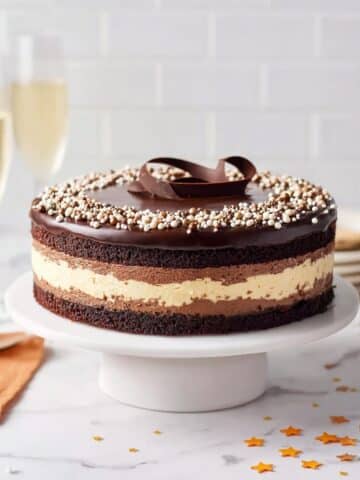 Tuxedo Cake with Double Chocolate Mousses and Rich Ganache Recipe