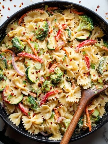 Vegan Pasta Primavera with Creamy Garlic Cashew Sauce Recipe