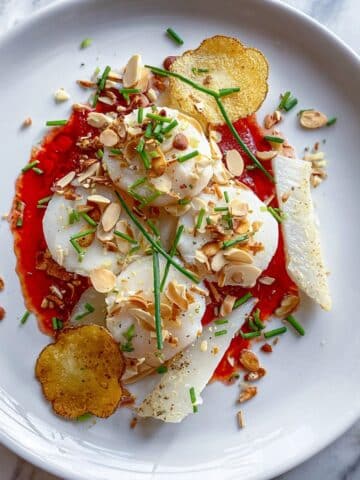 Baked Halibut with Blood Orange Beet Purée and Roasted Parsnips Recipe