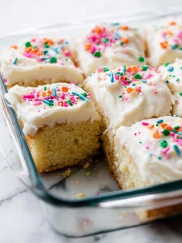 Vanilla Sheet Cake with Whipped Buttercream Frosting Recipe