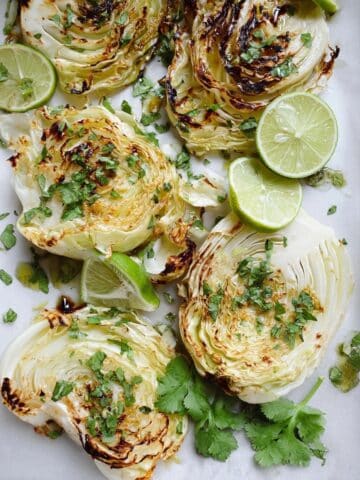 Roasted Cabbage Steaks with Spicy Lime and Cilantro Sauce Recipe