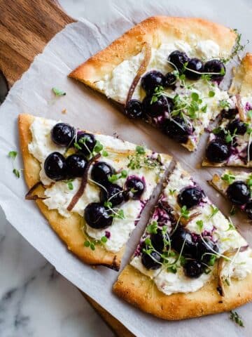 Blueberry, Feta and Honey-Caramelized Onion Naan Pizza Recipe