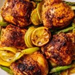 Greek Lemon Chicken Thighs with Roasted Asparagus and Zucchini Recipe