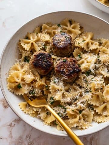 Garlic Butter Chicken Meatballs & Noodles Recipe
