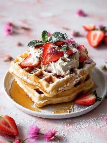 Overnight Waffles with Whipped Meyer Lemon Cream and Strawberries Recipe