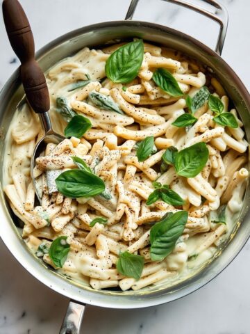 Creamy Caramelized Onion and Yellow Squash Pasta Recipe