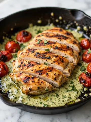 Pesto Chicken with Roasted Cherry Tomatoes Recipe