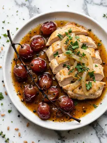 Vineyard Chicken with Roasted Grapes and Honey-Thyme Glaze Recipe