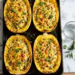 4 Cheese Roasted Garlic Alfredo Stuffed Spaghetti Squash Recipe