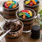 Homemade Dirt Pudding with Oreo Crumbs and Gummy Worms Recipe