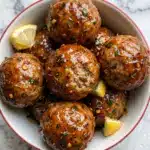 Easy Baked Chicken Meatballs with Lemon Herb Butter Sauce Recipe